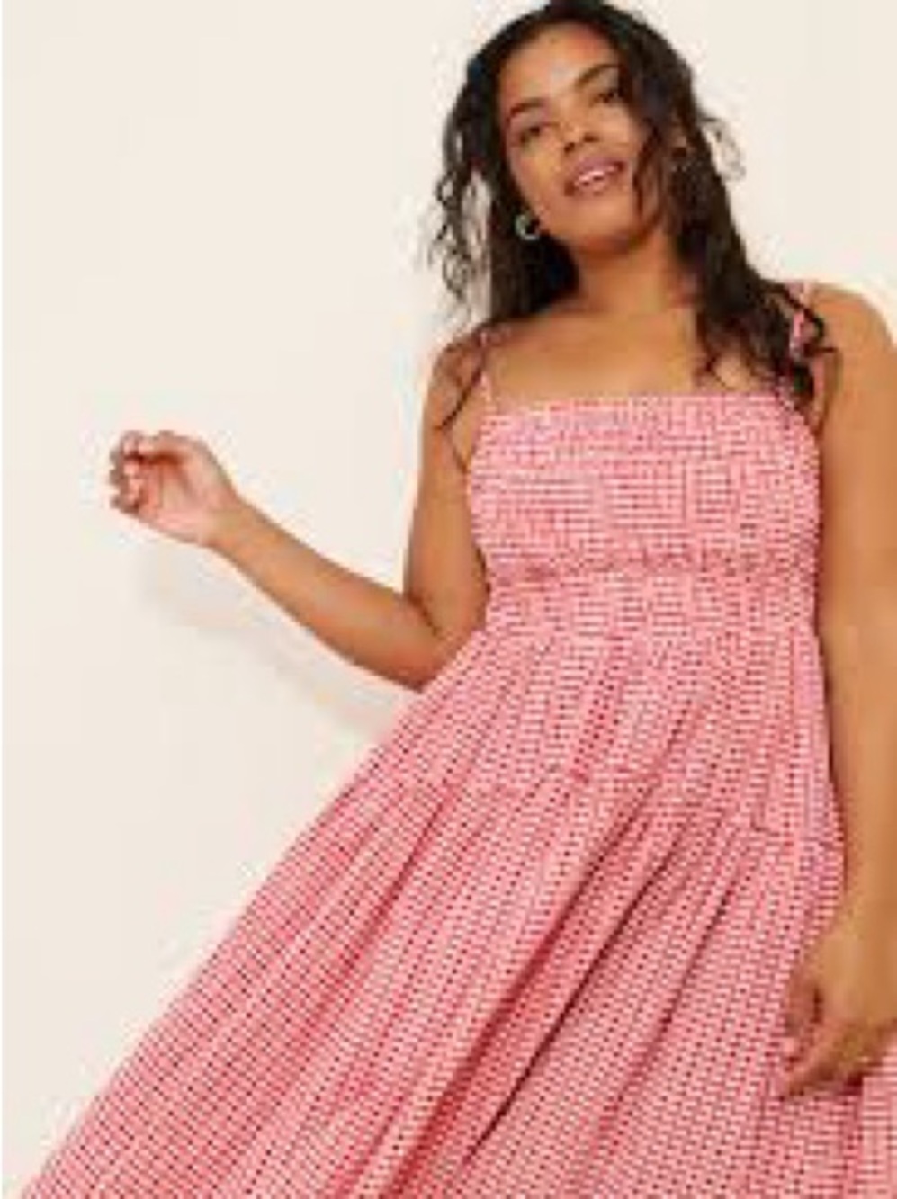 Classic Red Gingham Maxi Dress with Spaghetti Straps